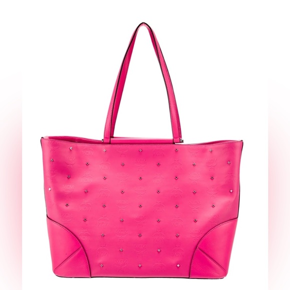 MCM Hot Pink Claudia Visetos Studded Tote - Picture 1 of 17